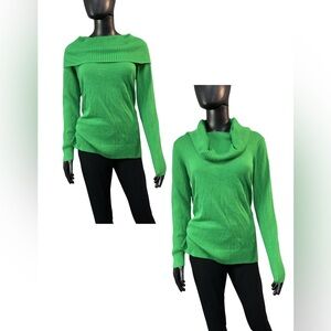 crown & ivy Bright Green Cowlneck Sweater